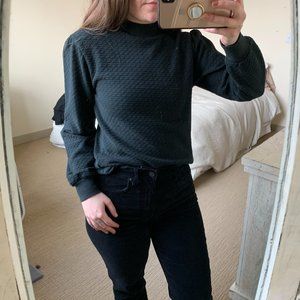 J. Crew Pointelle Mockneck Puffed Sleeve (xs)